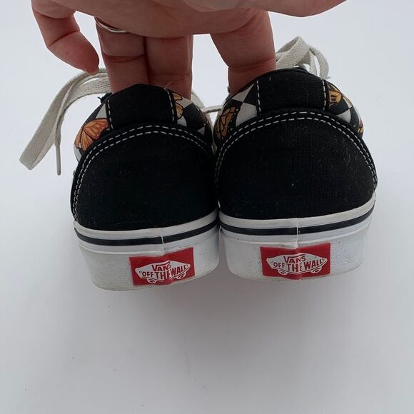 Vans classic black and white checkered with orange butterfly pint womans size 7 - Picture 8 of 10